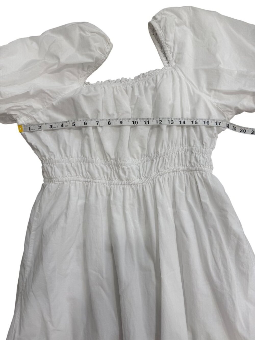 Dizzy Lizzy Womens XL Midi Dress White Cotton Puff-Sleeves Cottagecore Milk-Maid - Picture 5 of 8